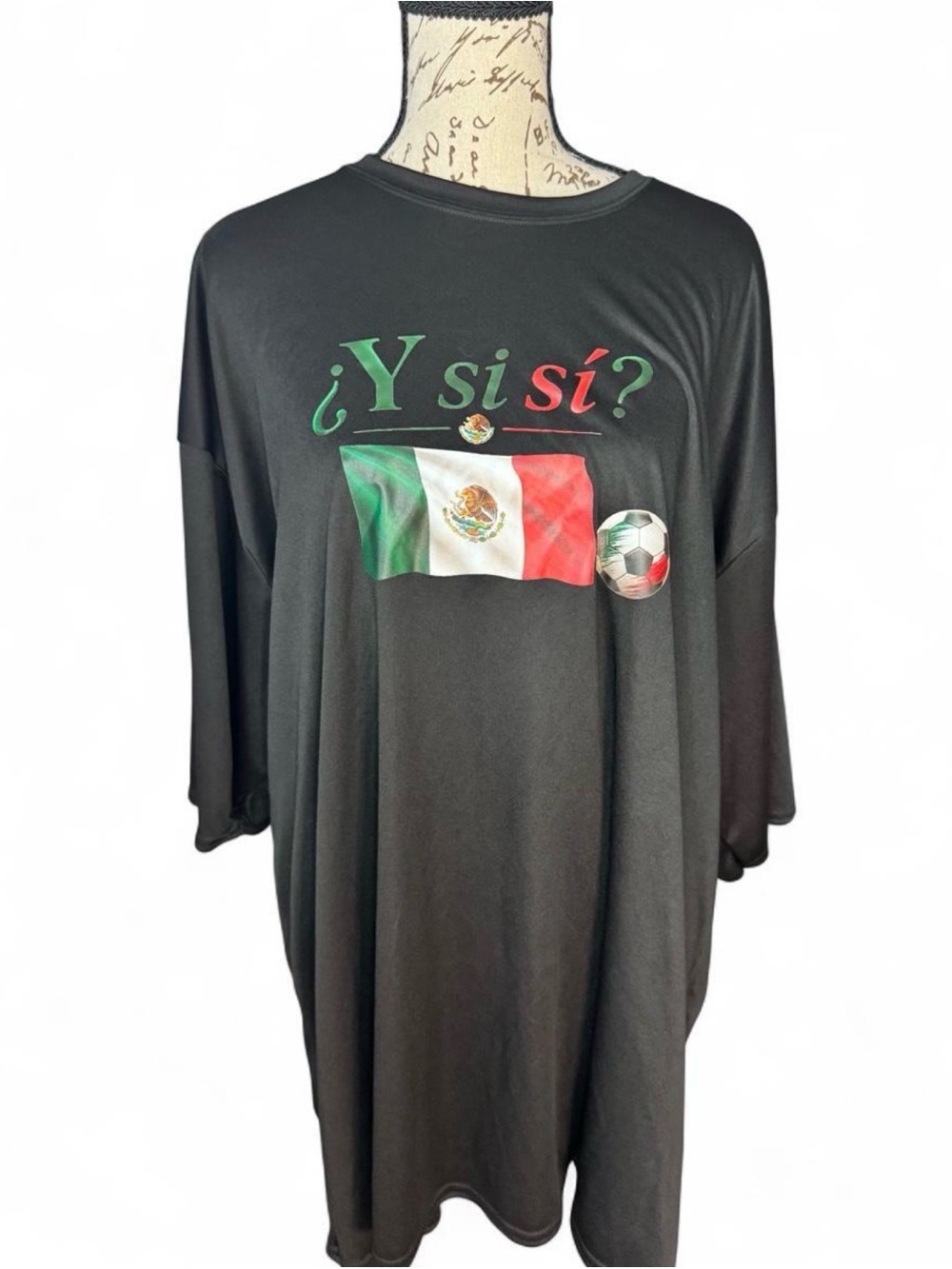Sporto Black Short Sleeve Tee with Mexican Flag Graphic